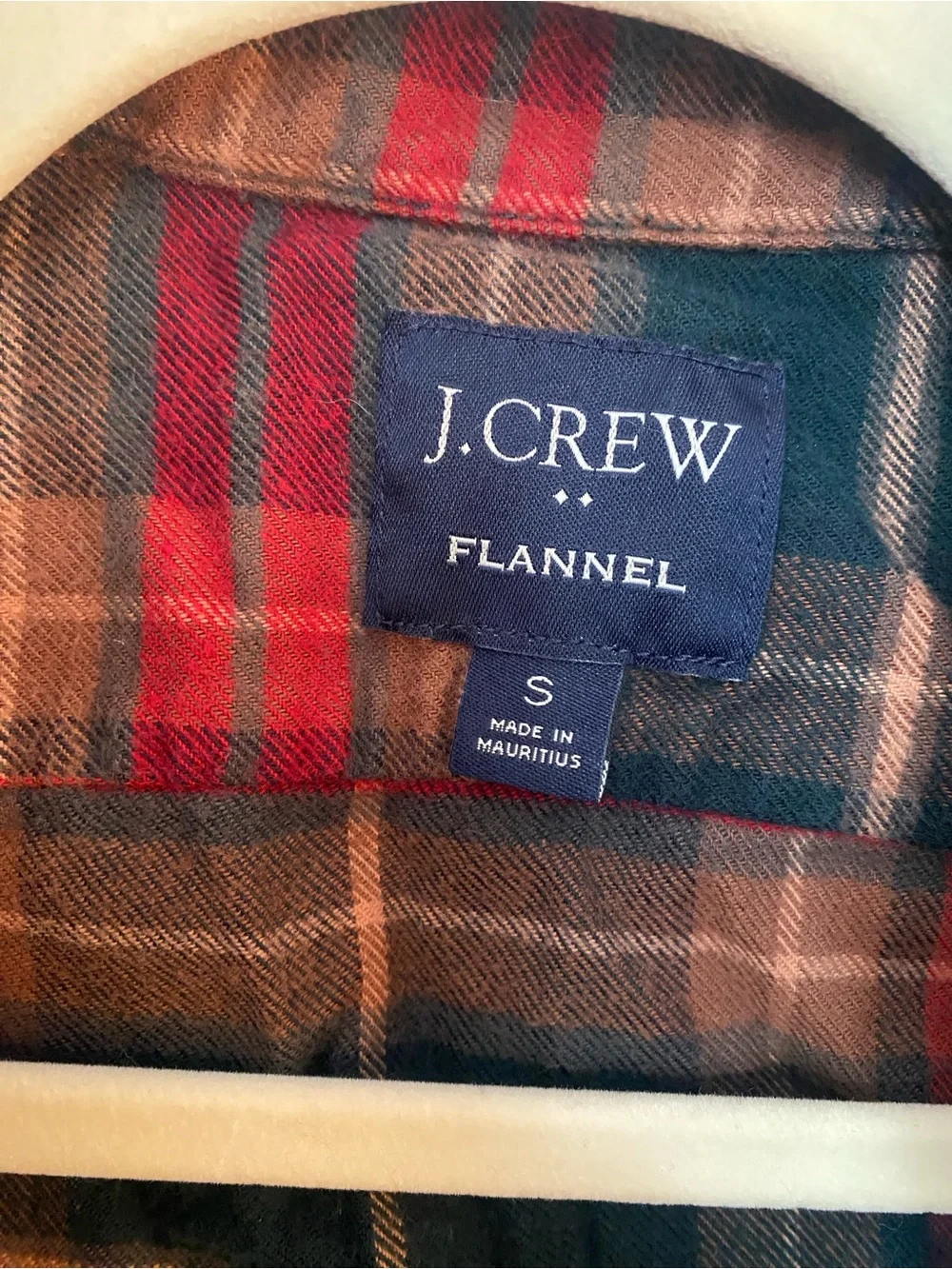J. Crew Red, Green & Brown Plaid Flannel Button-Down Shirt  S